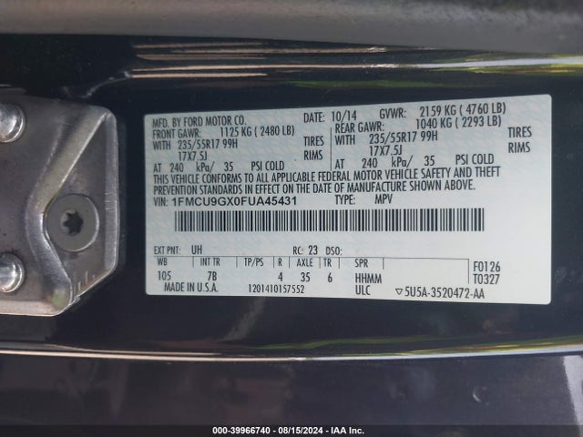 1FMCU9GX0FUA45431 Ford ESCAPE SE