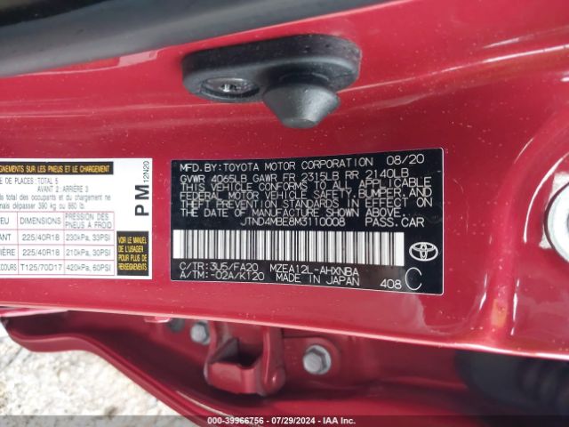 JTND4MBE8M3110008 Toyota COROLLA SE