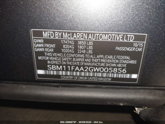 2016 MCLAREN 650S SBM11FAA2GW005856 Photo 8