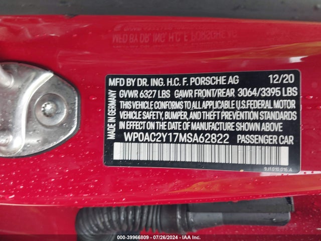 2021 PORSCHE TAYCAN WP0AC2Y17MSA62822 Photo 8