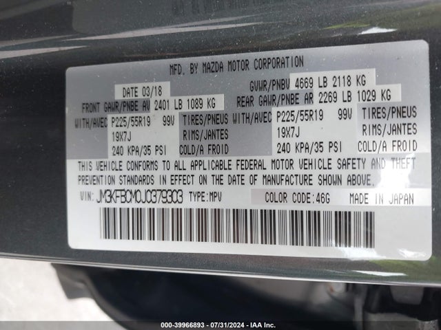 Mazda Cx-5 Touring 2018 JM3KFBCM0J0379303 Image 9
