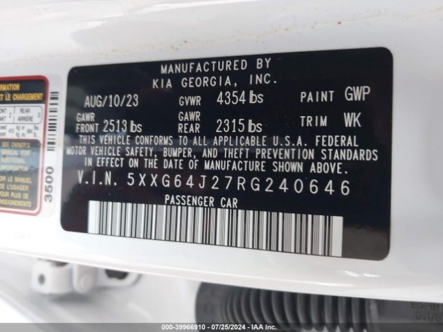 5XXG64J27RG240646 KIA K5 Gt-line