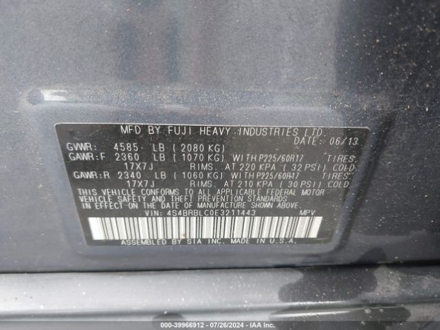 4S4BRBLC0E3211443 Subaru Outback 2.5i Limited