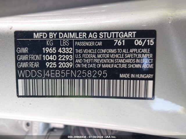 Mercedes-Benz CLA 250 2015 WDDSJ4EB5FN258295 Image 9