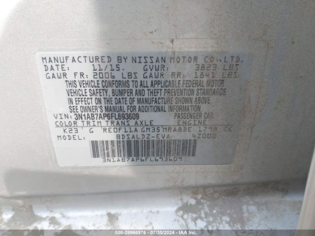 3N1AB7AP6FL693609 Nissan SENTRA SV