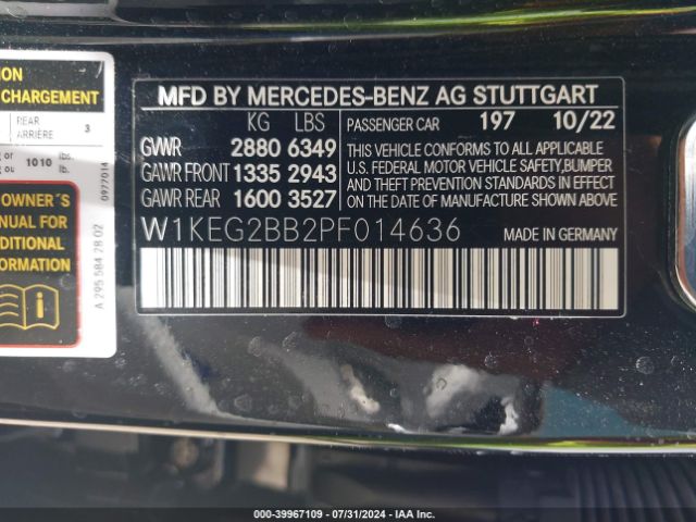 W1KEG2BB2PF014636 Mercedes-Benz Eqe 350