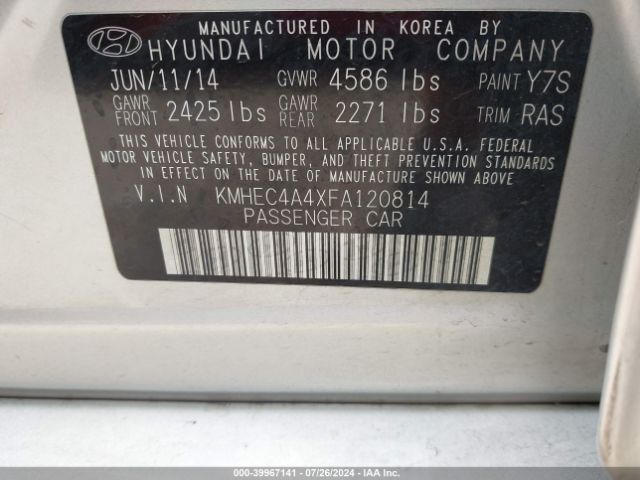 KMHEC4A4XFA120814 Hyundai SONATA HYBRID