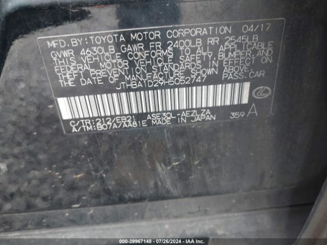 JTHBA1D29H5052747 Lexus IS 200T