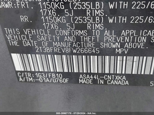 Toyota RAV4 LE 2015 2T3BFREV8FW266645 Image 9