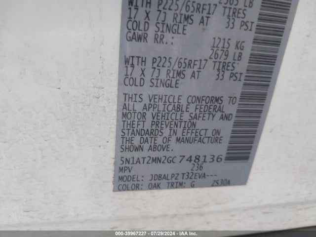 Nissan ROGUE S 2016 5N1AT2MN2GC748136 Image 9