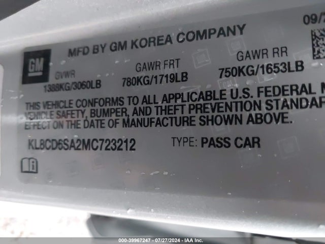 Chevrolet Spark Fwd 1lt Automatic 2021 KL8CD6SA2MC723212 Image 9