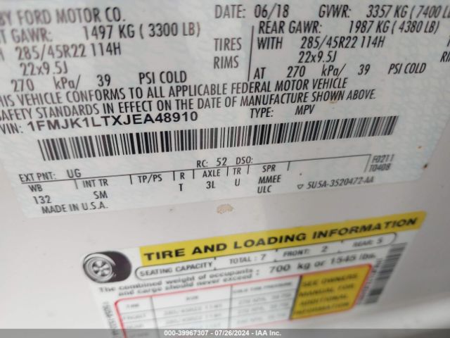 1FMJK1LTXJEA48910 Ford Expedition Max Platinum
