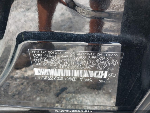 JTHBA1D22G5026778 Lexus IS 200T