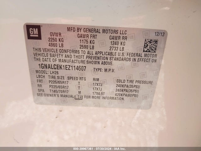 Chevrolet Equinox 2lt 2014 1GNALCEK1EZ114607 Image 9