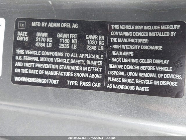 W04WH3N58HG017067 Buick Cascada Premium