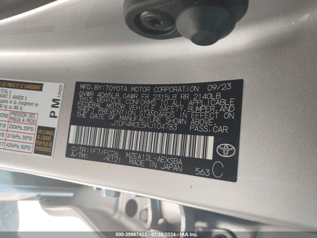 Toyota COROLLA SE 2024 JTDP4MCE5RJ104783 Image 9