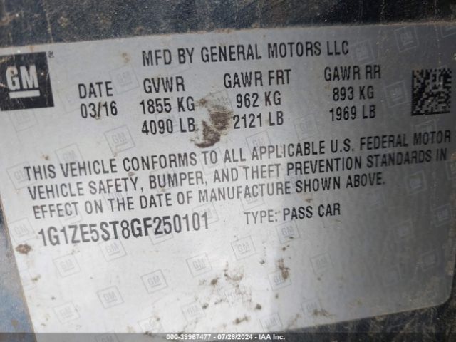 1G1ZE5ST8GF250101 Chevrolet MALIBU 1LT