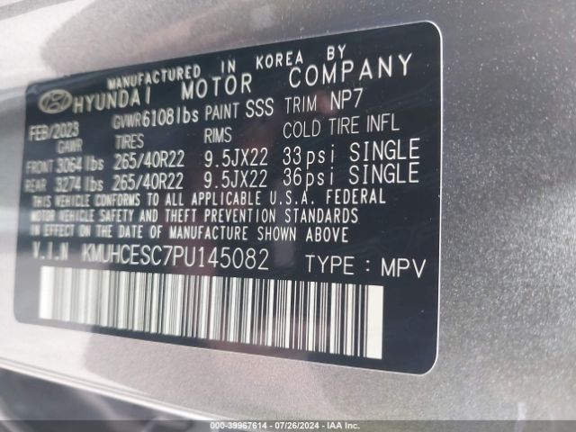 KMUHCESC7PU145082 Genesis Gv80 3.5t Awd