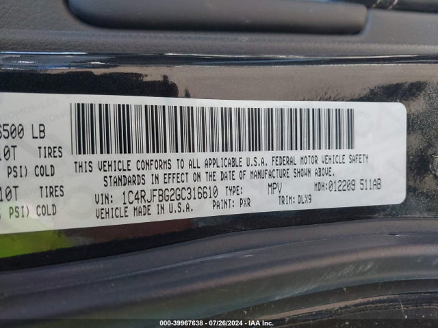 1C4RJFBG2GC316610 Jeep Grand Cherokee Limited