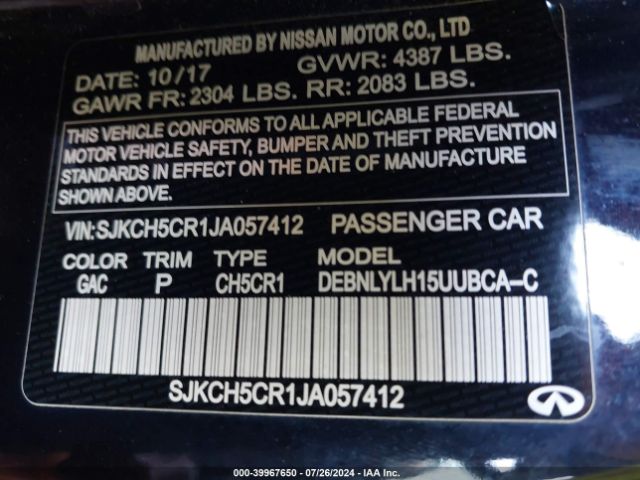 SJKCH5CR1JA057412 Infiniti Qx30 Premium