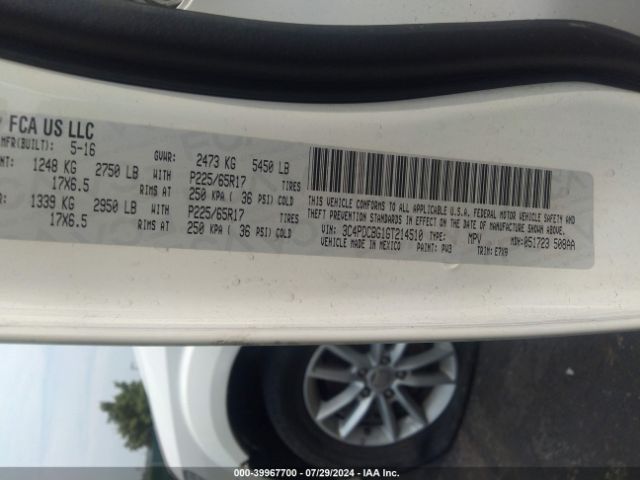 3C4PDCBG1GT214510 Dodge Journey Sxt