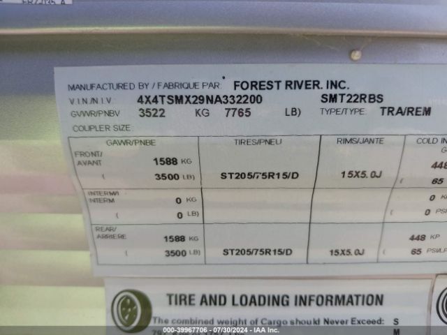 2022 FOREST RIVER SALEM 4X4TSMX29NA332200 Photo 8