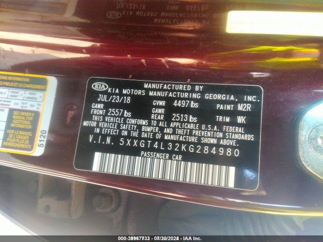 5XXGT4L32KG284980 KIA Optima Lx