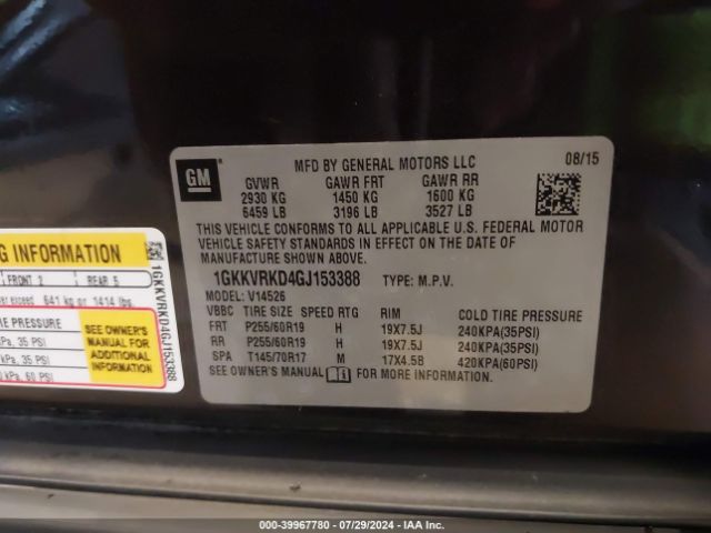 1GKKVRKD4GJ153388 GMC Acadia Slt-1