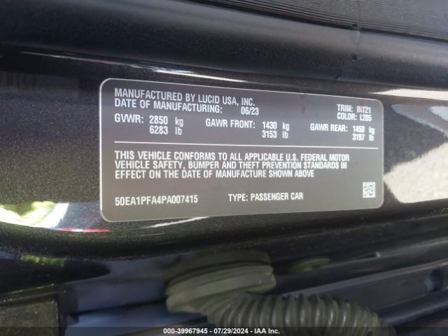 2023 LUCID AIR 50EA1PFA4PA007415 Photo 8