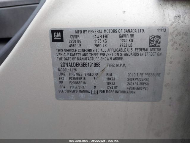 2GNALDEK6E6191958 Chevrolet Equinox Ltz