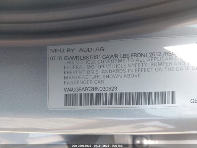WAUG8AFC2HN030823 Audi A6 2.0t Premium