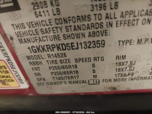 1GKKRPKD5EJ132359 GMC Acadia Sle-2
