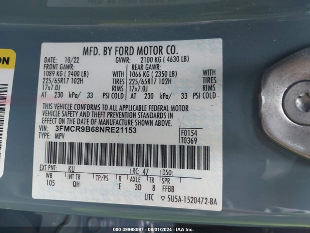 Ford Bronco Sport Big Bend 2022 3FMCR9B68NRE21153 Image 9