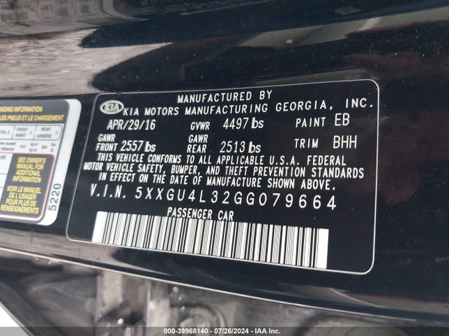 KIA OPTIMA EX 2016 5XXGU4L32GG079664 Image 9