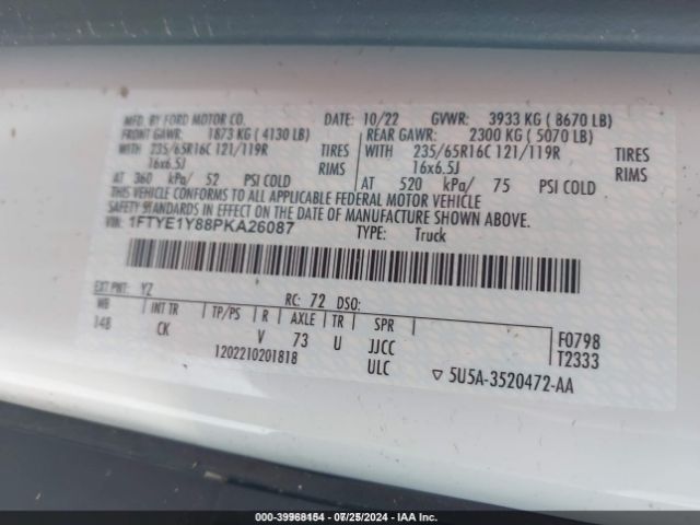 1FTYE1Y88PKA26087 Ford Transit-150