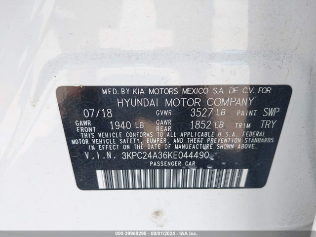 Hyundai ACCENT SE 2019 3KPC24A36KE044490 Image 9