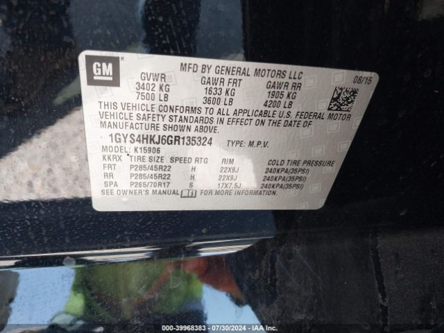 1GYS4HKJ6GR135324 Cadillac Escalade Esv Luxury Collection