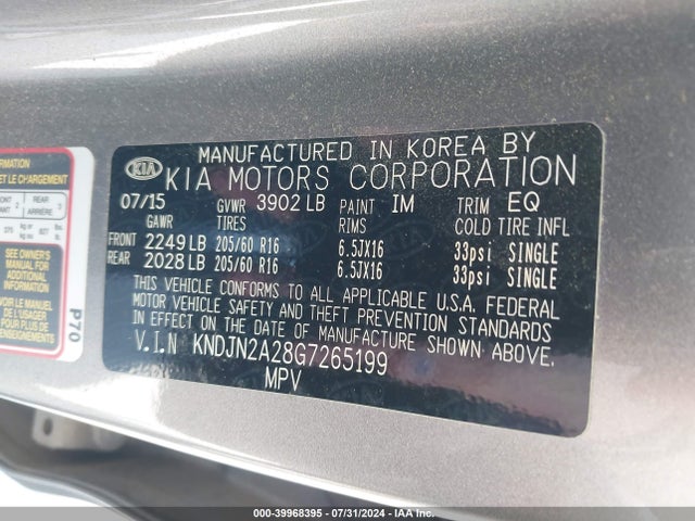 KIA Soul 2016 KNDJN2A28G7265199 Image 9