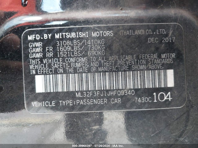 2018 MITSUBISHI MIRAGE G4 ML32F3FJ1JHF09340 Photo 8