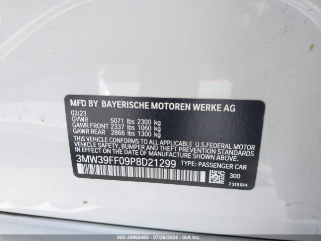3MW39FF09P8D21299 BMW 3 Series 330e