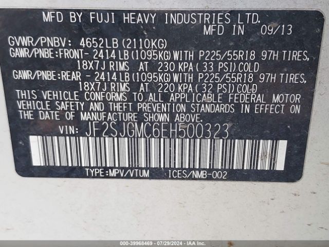 JF2SJGMC6EH500323 Subaru Forester 2.0xt Touring