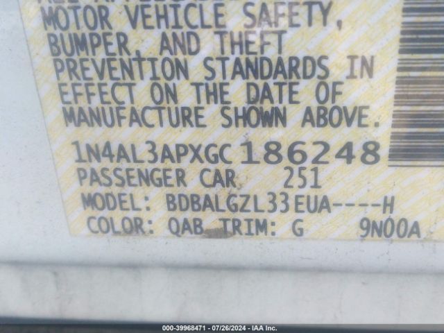 1N4AL3APXGC186248 Nissan Altima