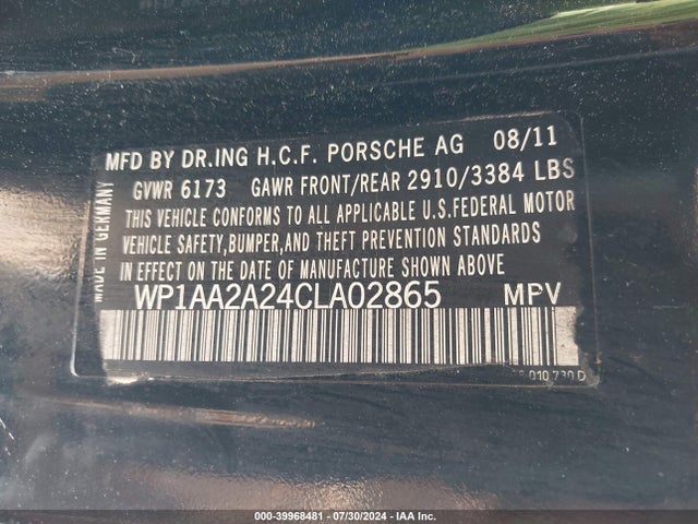 2012 PORSCHE CAYENNE WP1AA2A24CLA02865 Photo 8