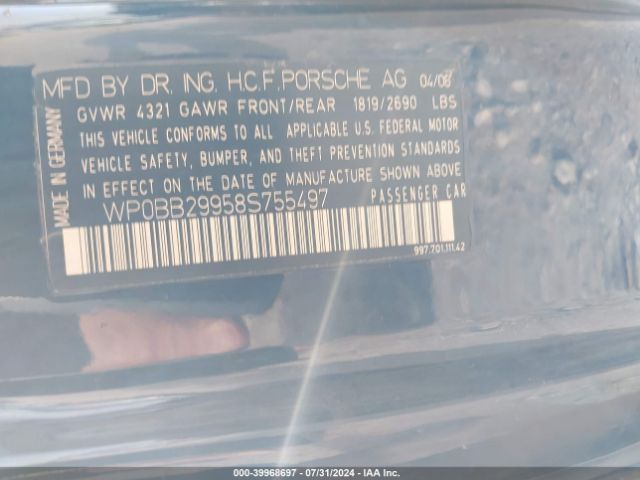 2008 PORSCHE 911 WP0BB29958S755497 Photo 8
