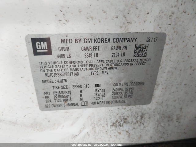 KL4CJESB5JB517140 Buick Encore Preferred