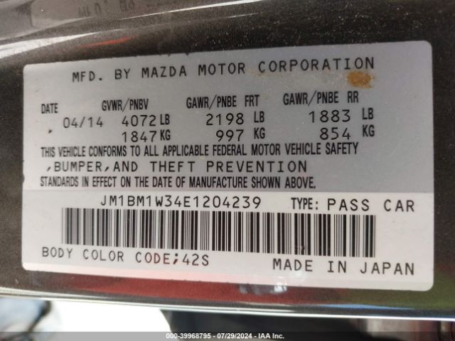 JM1BM1W34E1204239 Mazda Mazda3 S Grand Touring
