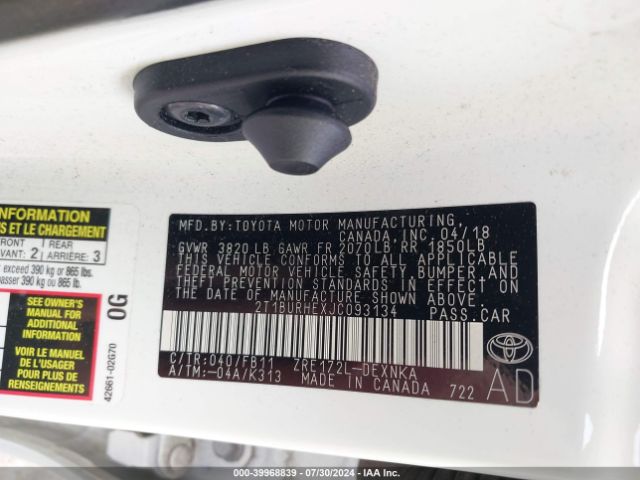 2T1BURHEXJC093134 Toyota Corolla L/le/se/xle/xse