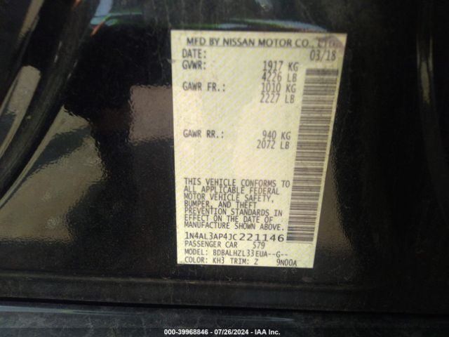 1N4AL3AP4JC221146 Nissan Altima 2.5 Sr