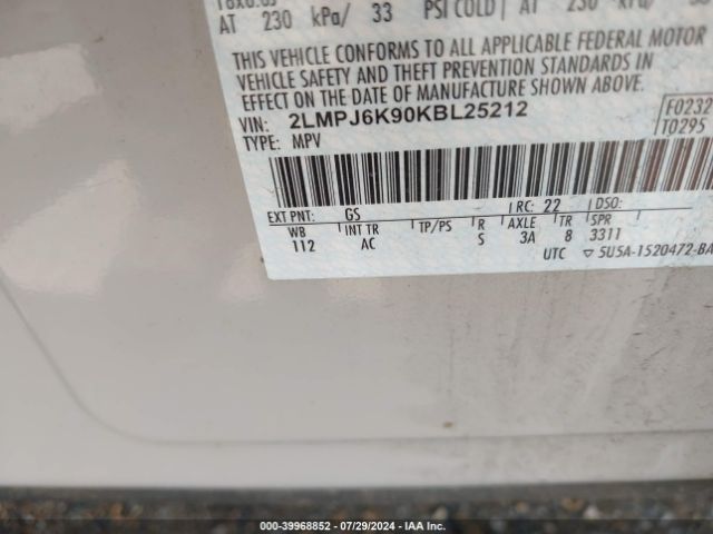 2LMPJ6K90KBL25212 Lincoln Nautilus Select