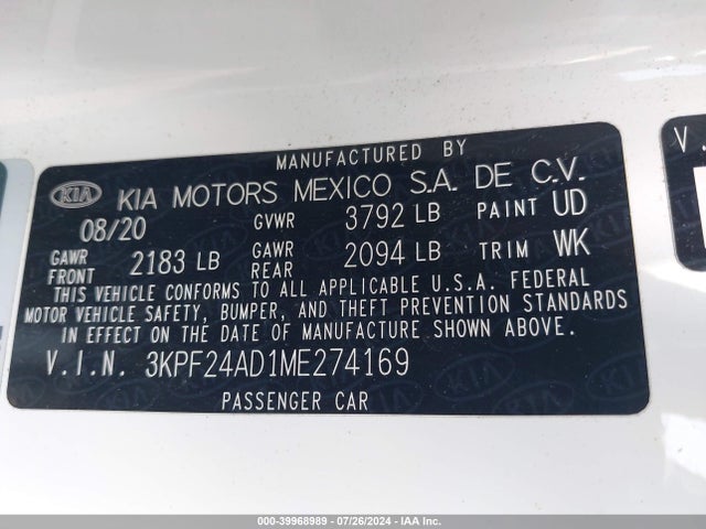 KIA Forte Lxs 2021 3KPF24AD1ME274169 Image 9